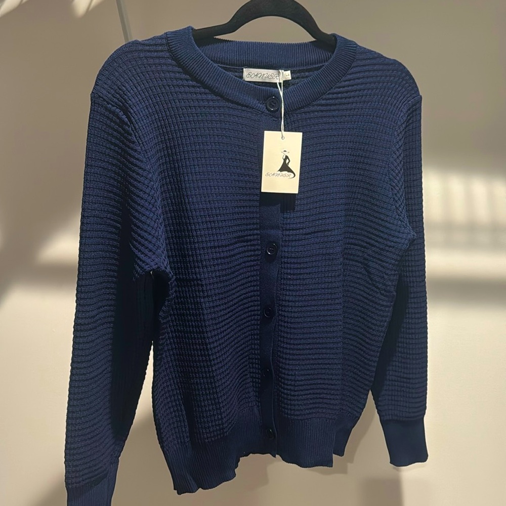 NWT Blue Button Down Sweater - Picture 1 of 3